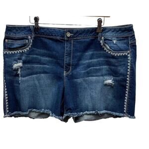 EST. 1946 Denim Shorts Womens Contemporary 24W Distressed Raw Hem Boho Festival